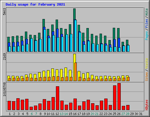 Daily usage for February 2021