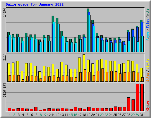 Daily usage for January 2022