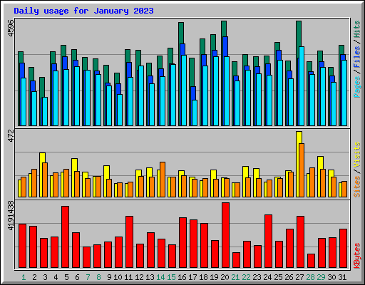 Daily usage for January 2023