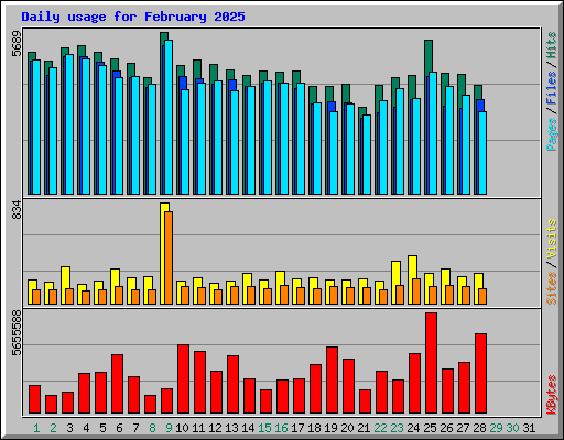 Daily usage for February 2025