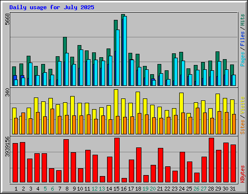 Daily usage for July 2025