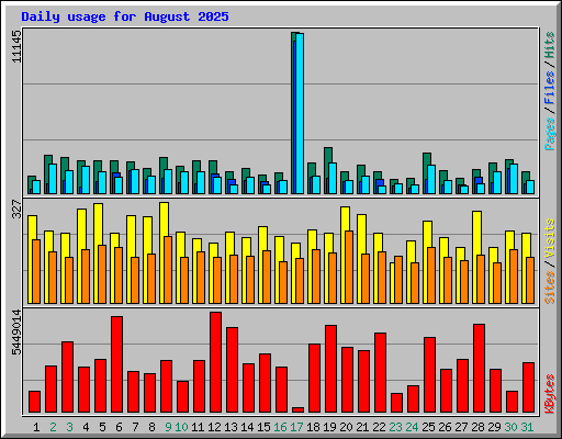 Daily usage for August 2025